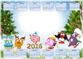 Зимний календарь со смешариками