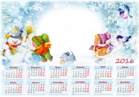 Зимний календарь со снеговиком