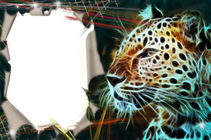 Рамка с неоновым леопардом