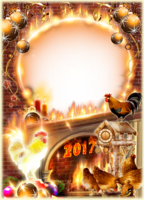 Новогодняя рамка с огненным петухом