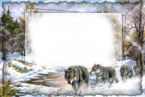Зимняя рамка с волками
