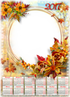 Осенний календарь на 2017 с листвой