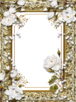 Рамка золотая с белыми розами